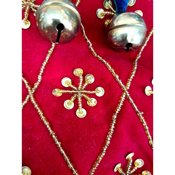 Unbranded Christmas Stocking Red Green Jiingle Bells Sequins Beading - Picture 3 of 8